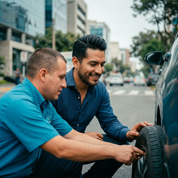 Asegurando haciendo uso del beneficio de auxilio mecánico ilimitado de su seguro de auto