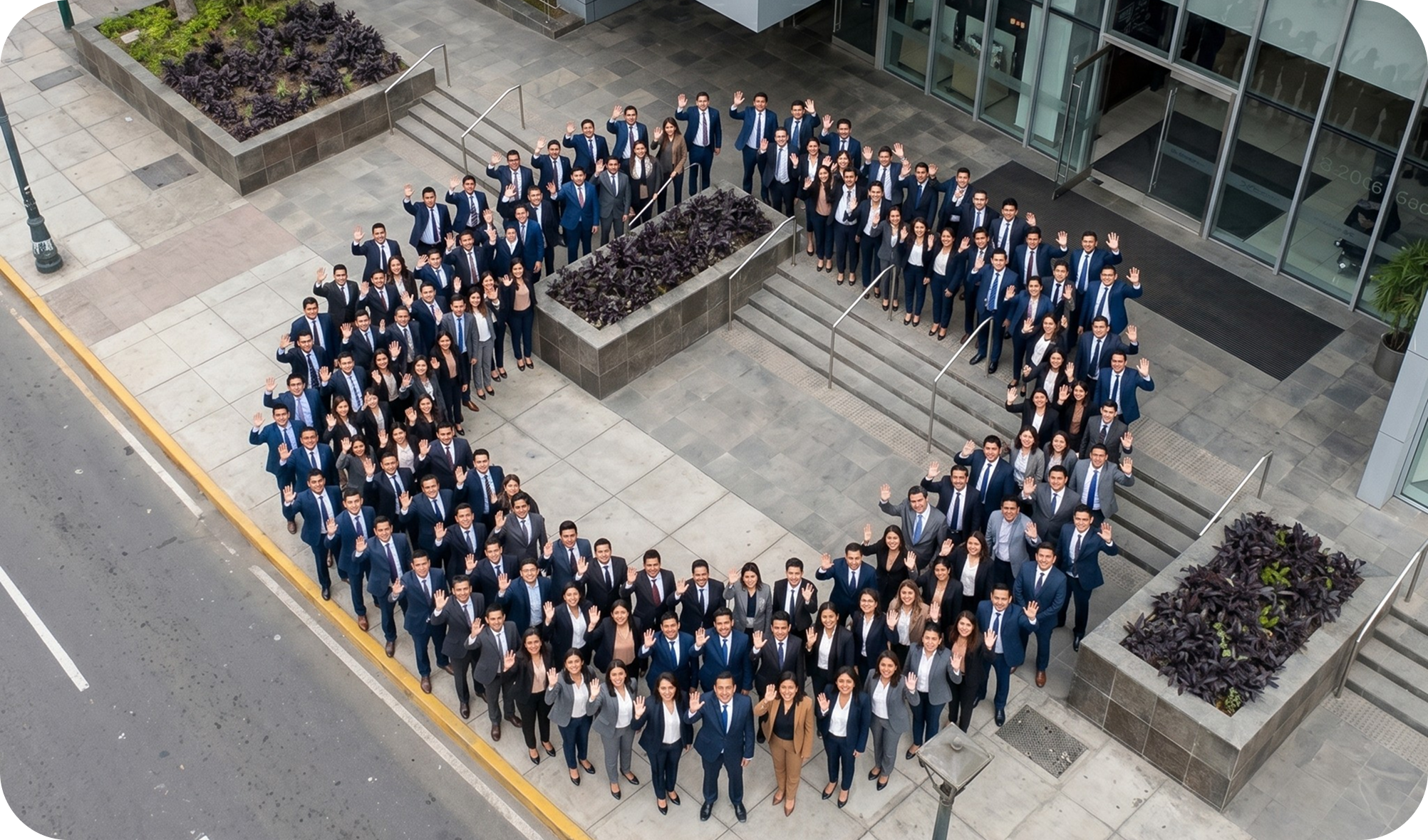 Equipo de trabajo en una vista cenital