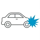 Ícono que señala la protección que otorga un seguro vehicular en caso de choque de autos